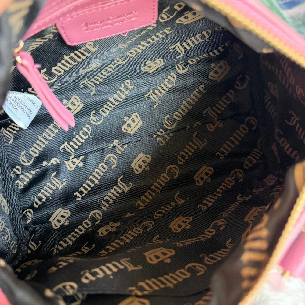 New Juicy Couture Varsity Plaid Satchel Pink Green Crossbody Handbag Scottie